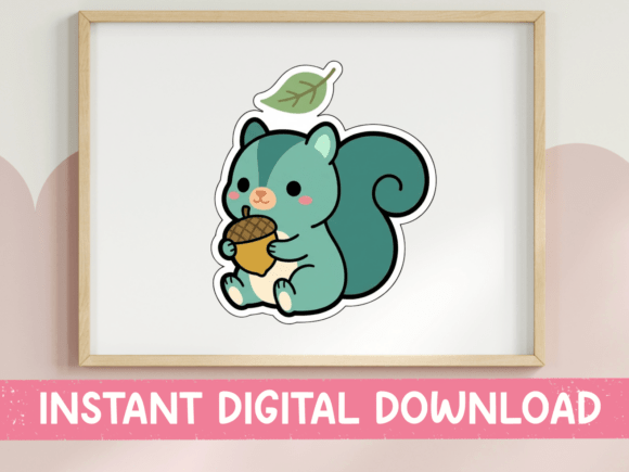 Download Cute Teal Squirrel Acorn Sticker - Acorn sticker Collection