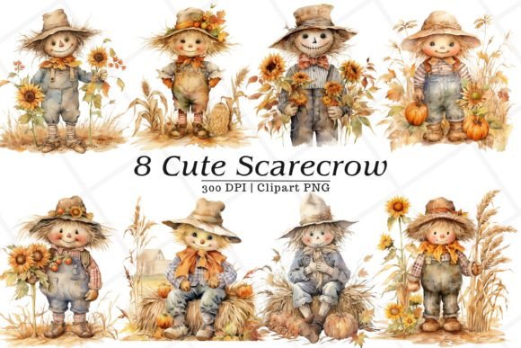 Download Cute Scarecrow Watercolor Clipart - Scarecrow watercolor clipart Collection