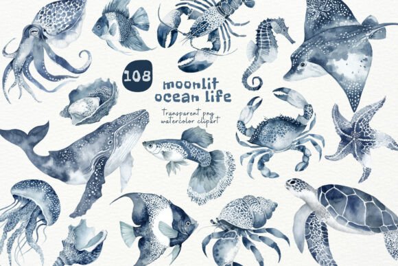 Download Watercolor Moonlit Ocean PNG Clipart - Premium Resources
