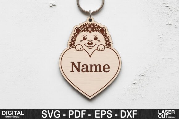 Download Hedgehog Heart Name Keychain SVG - Hedgehog Collection