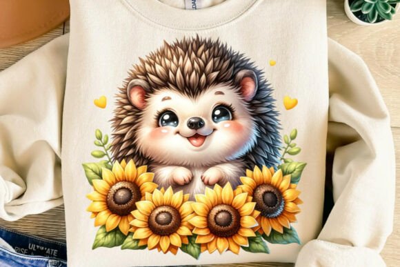 Download Baby Hedgehog Sunflowers Png - Hedgehog Collection
