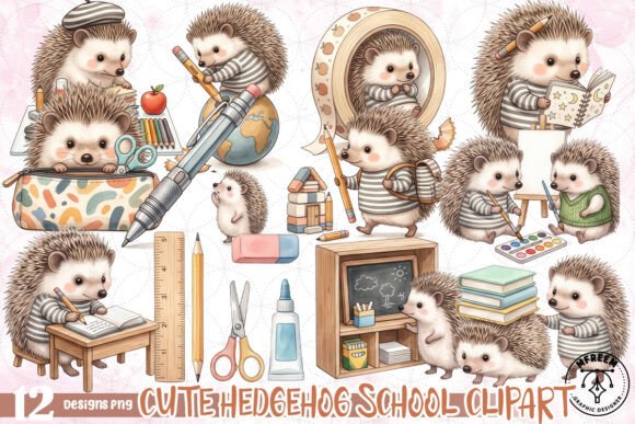 Download Cute Hedgehog School Clipart PNG - Hedgehog Collection