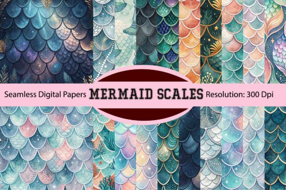 Download Mermaid Scales Seamless Digital Paper - Digital paper Collection