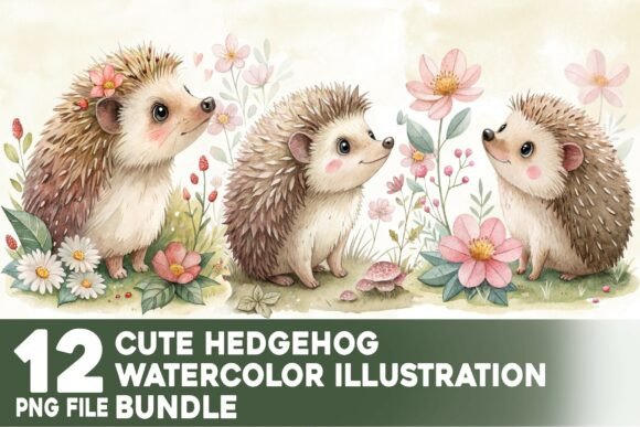 Download Cute Hedgehog Watercolor Bundle - Hedgehog Collection
