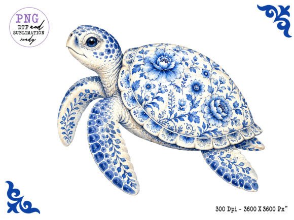 Download Chinoiserie Ocean Turtle Clipart PNG - Premium Resources