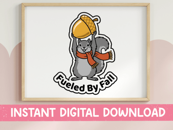 Download Fueled by Fall Squirrel Acorn Sticker - Acorn sticker Collection