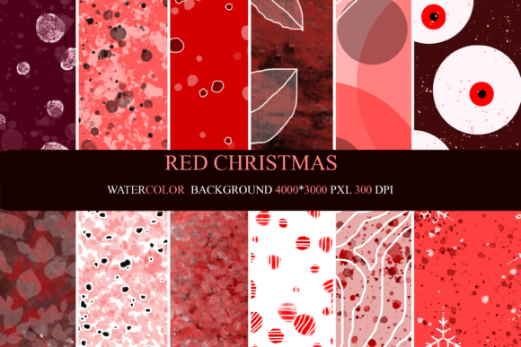 Download Red Christmas Watercolor Digital Paper - Digital paper Collection