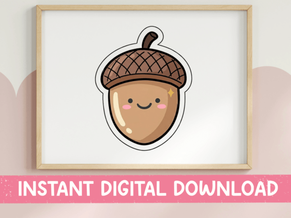 Download Cute Kawaii Acorn Sticker SVG - Acorn sticker Collection