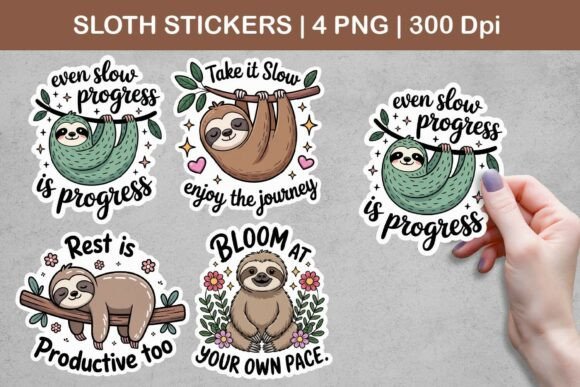 Download Sloth Stickers | Cute Motivational Sloth - Premium Resources
