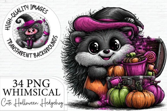 Download Whimsical Witch Hedgehog Graphics - Hedgehog Collection