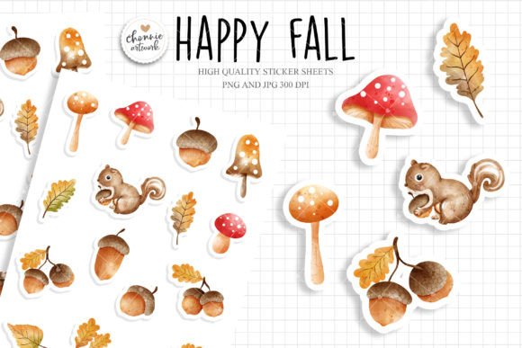 Download Acorn Sticker Sheets, Happy Fall Sticker - Acorn sticker Collection